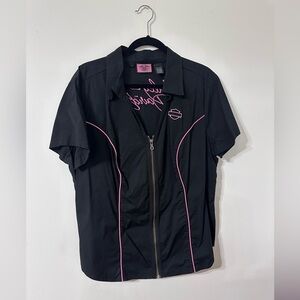 Harley-Davidson Women’s Zip Front shirt black and pink